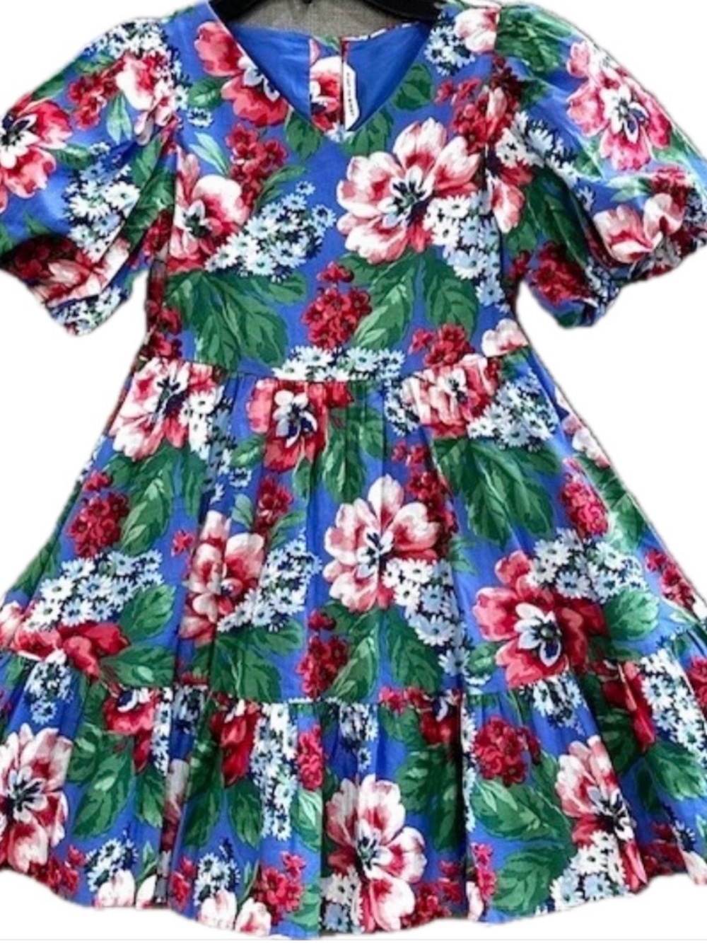 Janie and Jack Blue Floral Puff Sleeve Dress